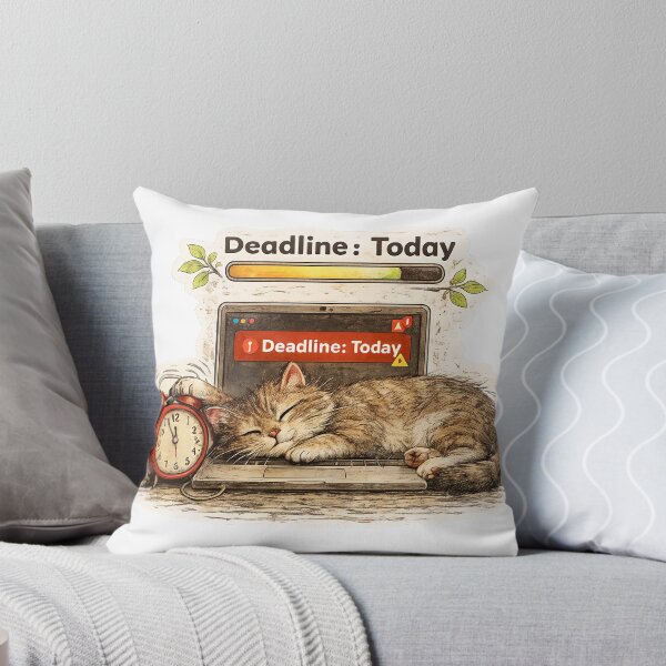 Item preview, Lazy Cat Deadline Sticker – Funny Procrastination Work Humor Art designed and sold by Felixuss.