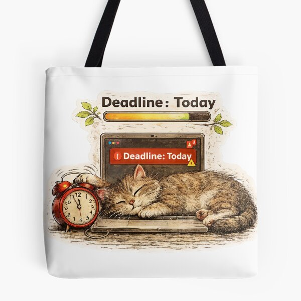 Item preview, Lazy Cat Deadline Sticker – Funny Procrastination Work Humor Art designed and sold by Felixuss.