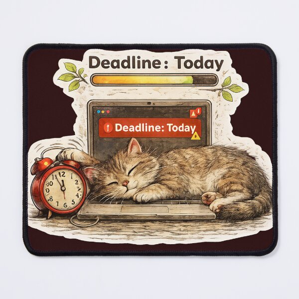Item preview, Lazy Cat Deadline Sticker – Funny Procrastination Work Humor Art designed and sold by Felixuss.