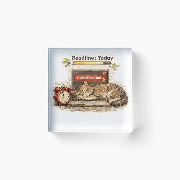 Item preview, Lazy Cat Deadline Sticker – Funny Procrastination Work Humor Art designed and sold by Felixuss.