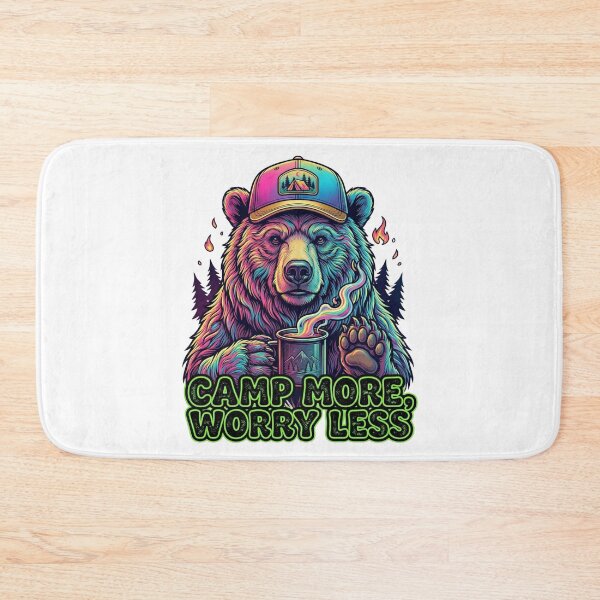 Item preview, Grizzly Bear Camping Retro 80s Synthwave - Camp More Worry Less designed and sold by Hinata04.