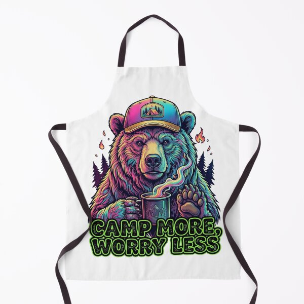 Item preview, Grizzly Bear Camping Retro 80s Synthwave - Camp More Worry Less designed and sold by Hinata04.