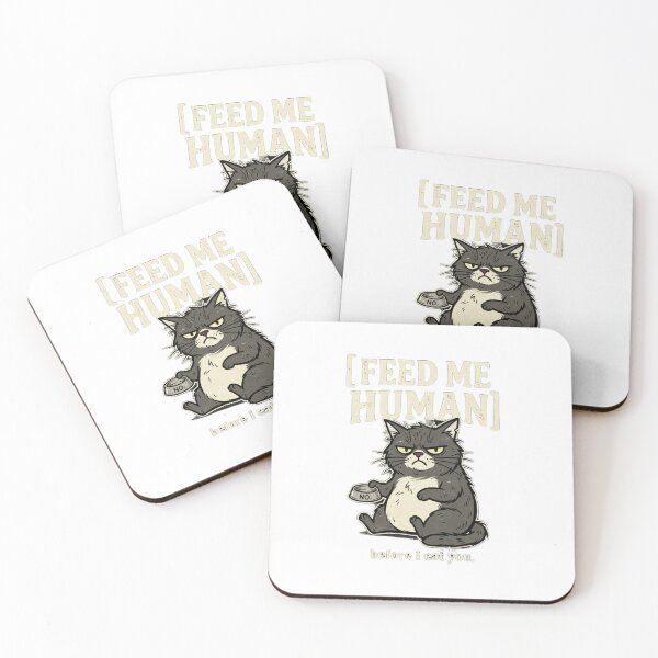 Item preview, Feed Me Human T-Shirt | Funny Grumpy Cat Minimalist Meme Tee designed and sold by DmaarGroup.