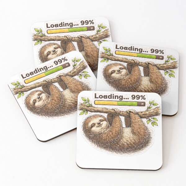 Item preview, Sloth Loading 99% Sticker – Funny Procrastination Animal Art designed and sold by Felixuss.