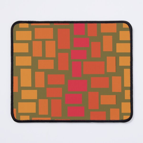 Item preview, Riot of rectangles in warm shades on neutral green designed and sold by MarySchwindt.
