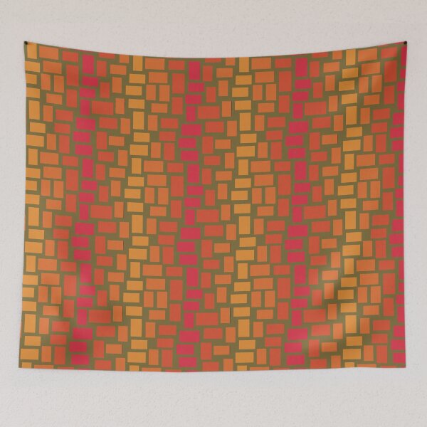 Item preview, Riot of rectangles in warm shades on neutral green designed and sold by MarySchwindt.