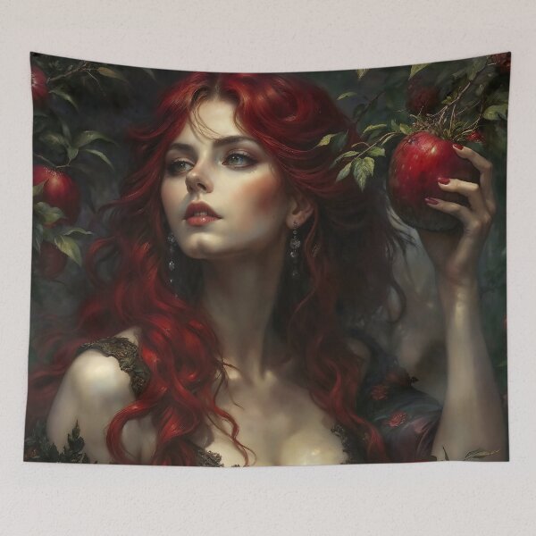 Item preview, Red Hair Maiden Portrait with Apples designed and sold by DarkHolyQueen.
