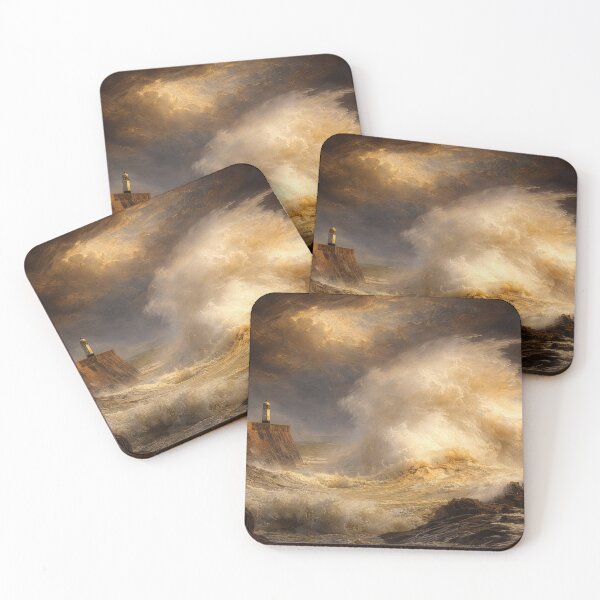 Item preview, Porthcawl lighthouse and a storm wave designed and sold by Leighton Collins.
