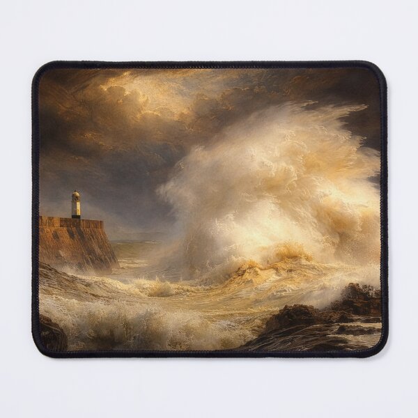 Item preview, Porthcawl lighthouse and a storm wave designed and sold by Leighton Collins.