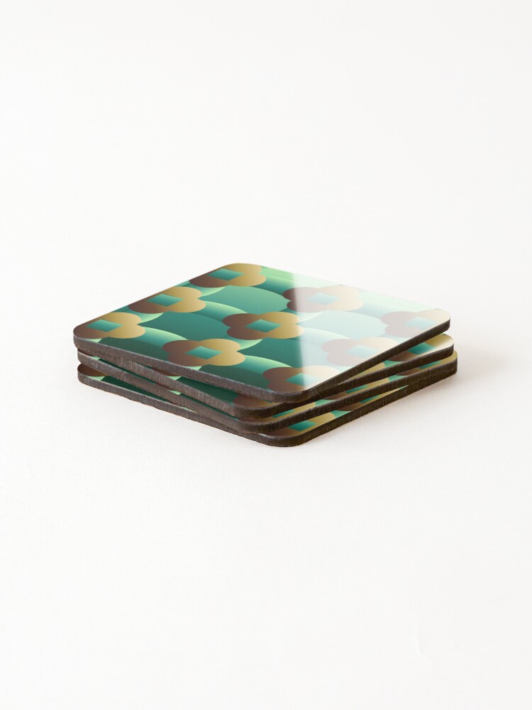 Thumbnail 4 of 5, Coasters (Set of 4), Abstract Gold Coins Pattern designed and sold by gradientconcept.