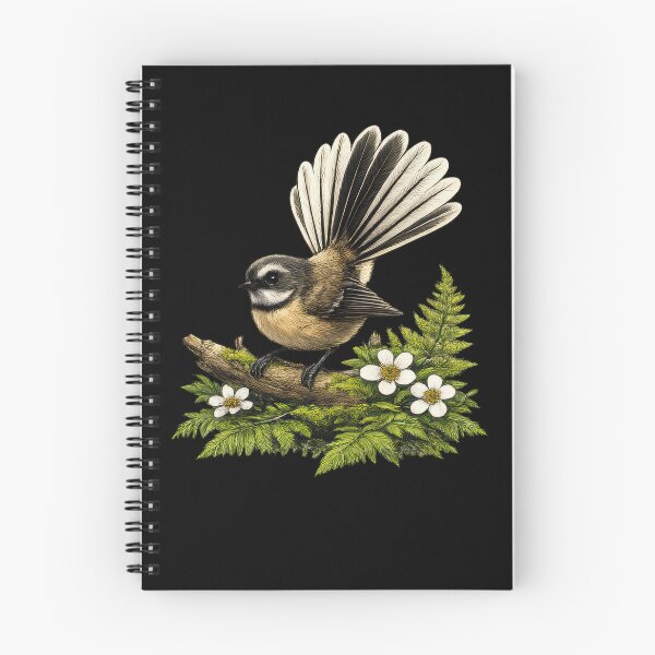 Item preview, New Zealand Piwakawaka Fantail Bird and Native Ferns designed and sold by kornkobart.