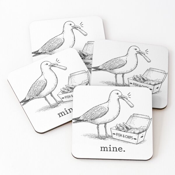 Item preview, Funny Seagull Mine Fish and Chips Illustration | British Humor Art Print designed and sold by TheSlowShore.