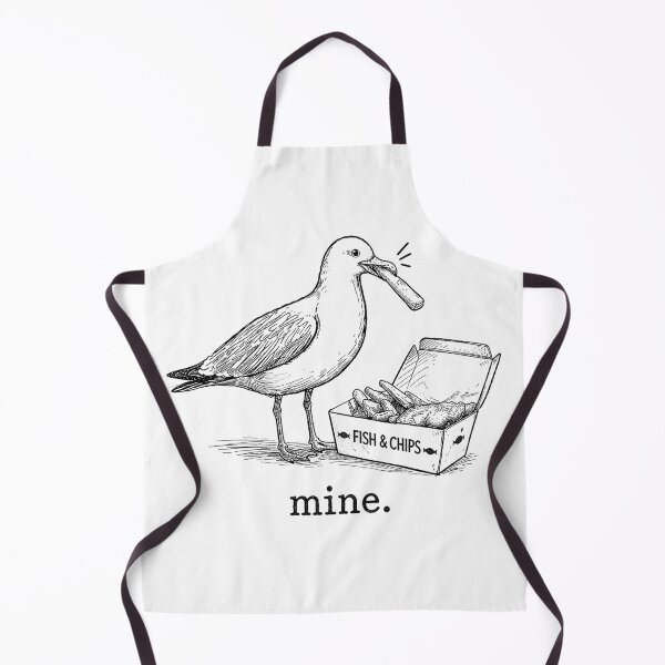 Item preview, Funny Seagull Mine Fish and Chips Illustration | British Humor Art Print designed and sold by TheSlowShore.