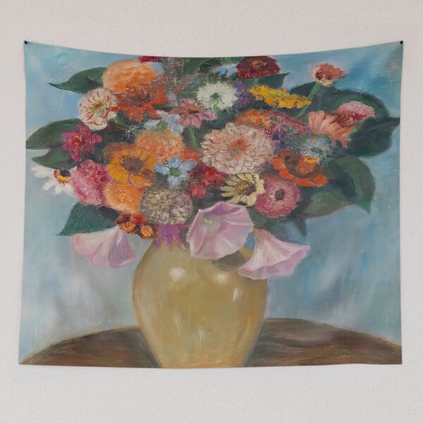 Artikelvorschau, Bunte Vintage-Blumen, Zinnien-Wandkunst entworfen und verkauft von IconicArchive.