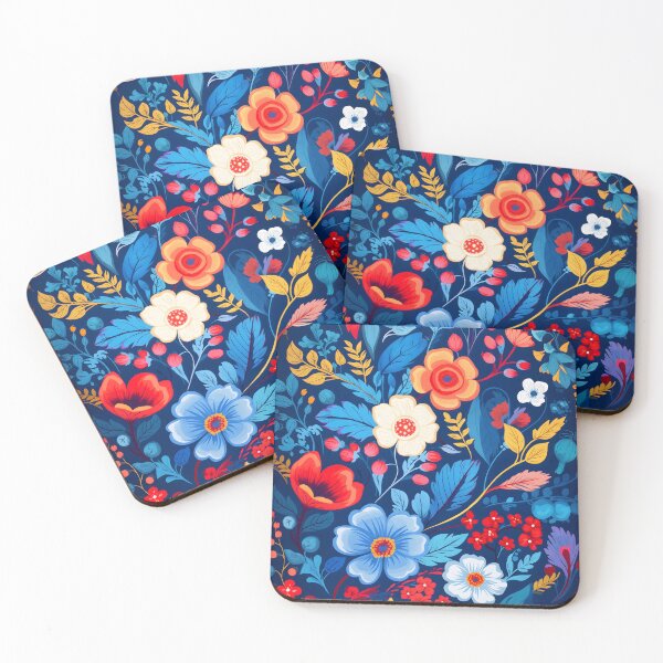 Item preview, Midnight Folk Garden Floral Pattern designed and sold by Thalassora.
