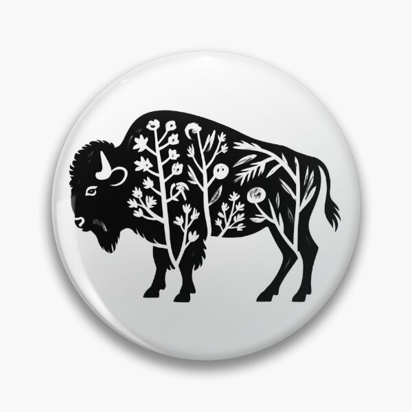 Item preview, Floral Bison Silhouette – Botanical Buffalo Nature Illustration designed and sold by ArcticFoxStudio.