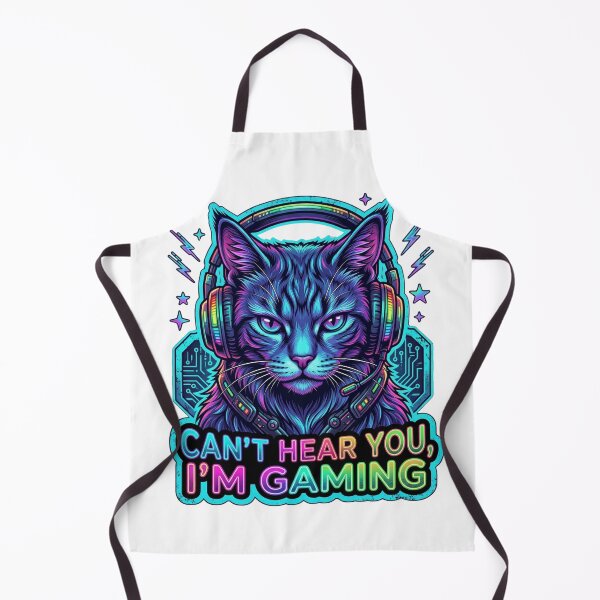 Item preview, Cyberpunk Gaming Cat Retro 80s Neon - Gift for Son Daughter - Can't Hear You I'm Gaming designed and sold by Hinata04.