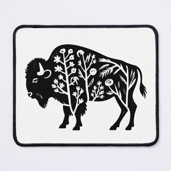 Item preview, Floral Bison Silhouette – Botanical Buffalo Nature Illustration designed and sold by ArcticFoxStudio.