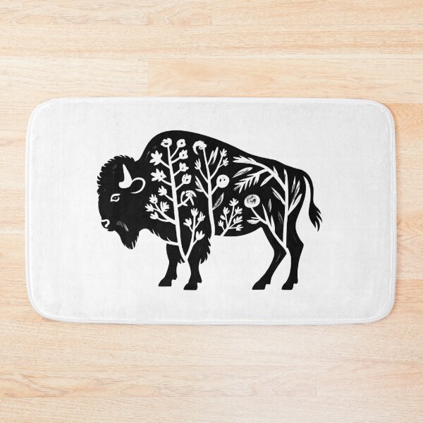 Item preview, Floral Bison Silhouette – Botanical Buffalo Nature Illustration designed and sold by ArcticFoxStudio.