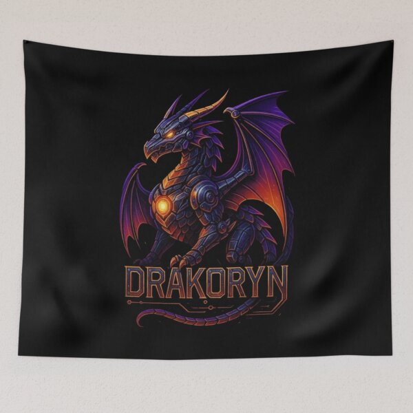 Item preview, Drakoryn Robotic Dragon Design, Mech Dragon, Cyberpunk Dragon, Mechanical Dragon, Futuristic Robot Dragon, Sci-Fi Tech Dragon designed and sold by Typologystudios.