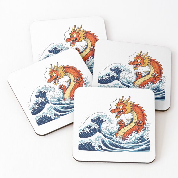 Item preview, Japanese Dragon Wave Cartoon Style Ocean Art designed and sold by VibeFactoryOfc.