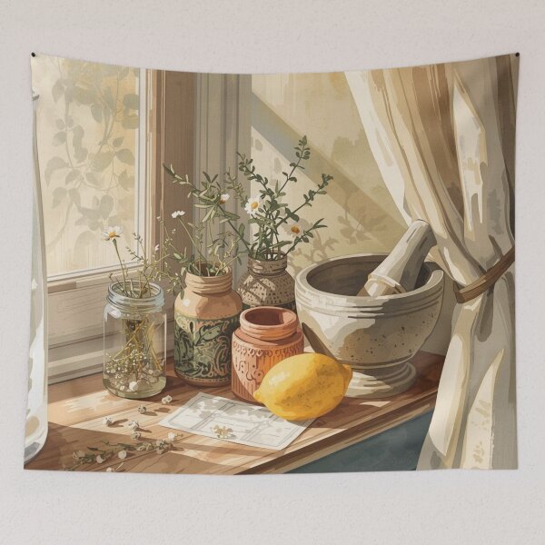 Item preview, The Herbalist's Corner — Vintage Apothecary Kitchen Shelf Art designed and sold by VintageTips.