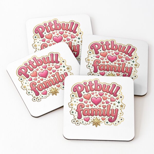 Item preview, Pitbull Family with Bubble Hearts designed and sold by My Pitbull Place.