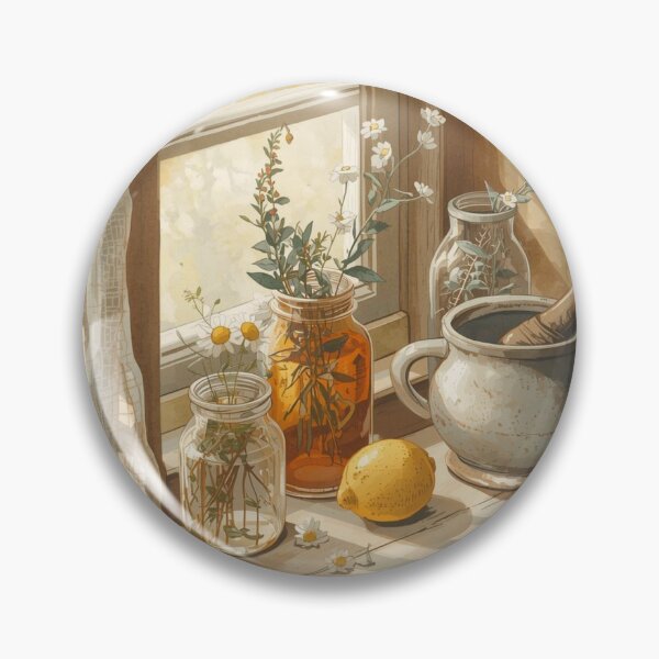 Item preview, Sunlit Herb Window — Botanical Wellness Still Life Art designed and sold by VintageTips.