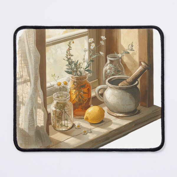 Item preview, Sunlit Herb Window — Botanical Wellness Still Life Art designed and sold by VintageTips.