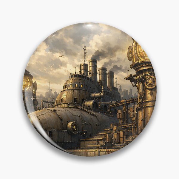 Item preview, The Clockwork Coastal Fortress - Steampunk Landscape designed and sold by bapupa.