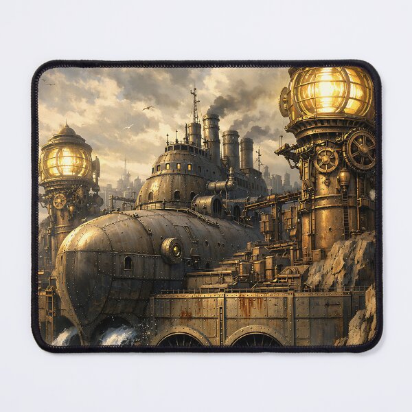 Item preview, The Clockwork Coastal Fortress - Steampunk Landscape designed and sold by bapupa.