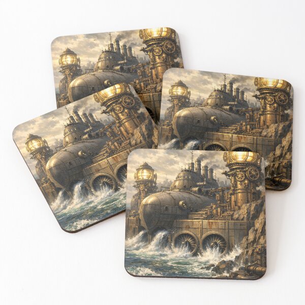 Item preview, The Clockwork Coastal Fortress - Steampunk Landscape designed and sold by bapupa.