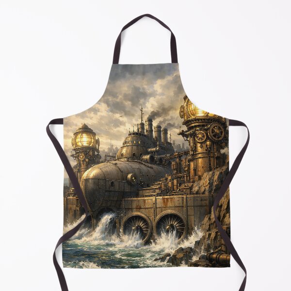Item preview, The Clockwork Coastal Fortress - Steampunk Landscape designed and sold by bapupa.