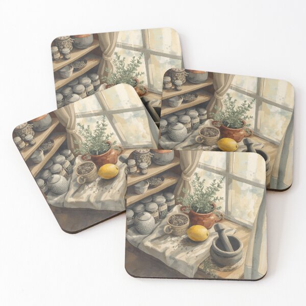 Item preview, Cottage Herbalist Window — Sticker Style Botanical Vignette designed and sold by VintageTips.