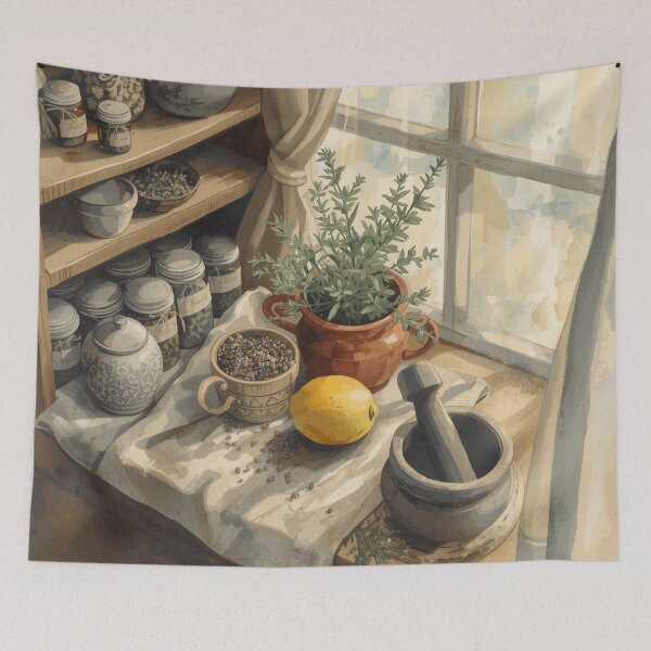 Item preview, Cottage Herbalist Window — Sticker Style Botanical Vignette designed and sold by VintageTips.