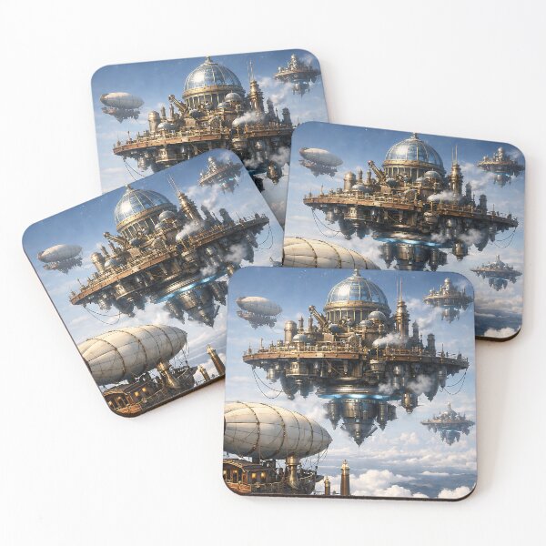 Item preview, The Floating Dockyards of Aetheria - Steampunk Landscape designed and sold by bapupa.