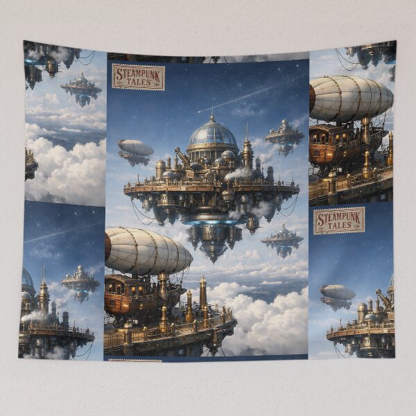 Item preview, The Floating Dockyards of Aetheria - Steampunk Landscape designed and sold by bapupa.
