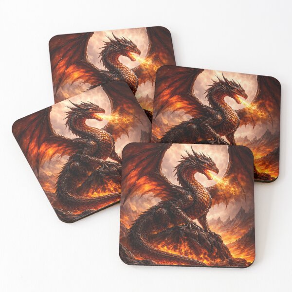 Item preview, Fire Dragon – Lava Beast, Flaming Wings, Volcanic Fury, Epic Fantasy Creature designed and sold by DrakariArt.