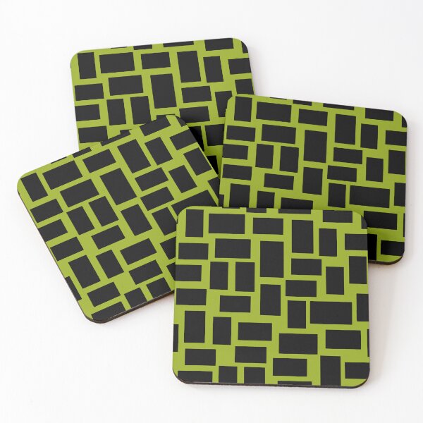 Item preview, black rectangles on green background designed and sold by MarySchwindt.