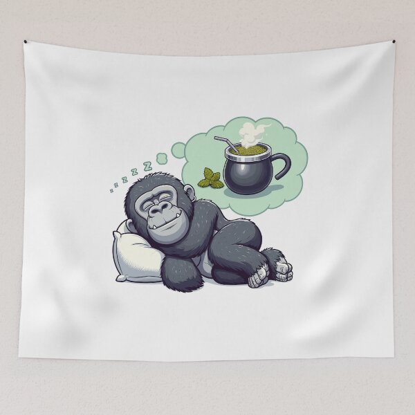 Item preview, Sleeping Gorilla Dreaming of Yerba Mate Funny Relax Design designed and sold by CyfroweMysli.