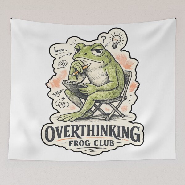 Item preview, Overthinking Frog Club – Funny Vintage Pencil Style Frog designed and sold by ymzartnft44.