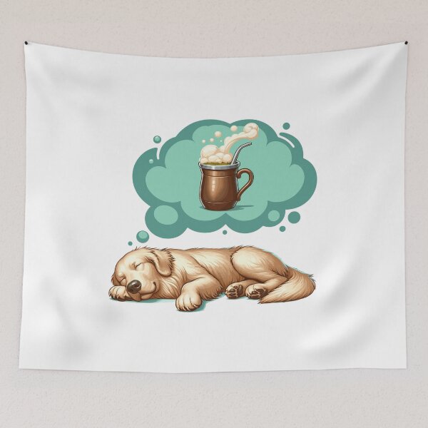 Item preview, Sleeping Golden Retriever Dreaming of Yerba Mate Cute Dog Design designed and sold by CyfroweMysli.
