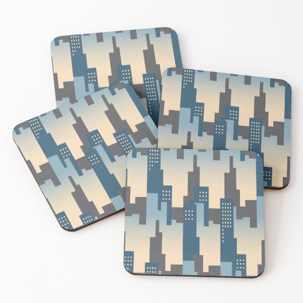 Item preview, Modern City Skyline Seamless Pattern – Blue & Beige Gradient designed and sold by Midnight Veil Designs.