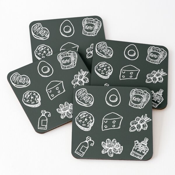 Item preview, Keto Chalkboard Doodles – White Ink Low Carb Icons designed and sold by DOROTA-0909.