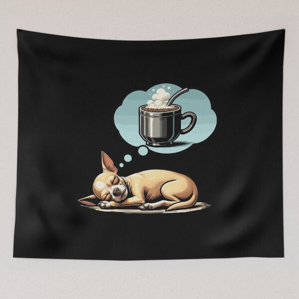 Item preview, Sleeping Chihuahua Dreaming of Yerba Mate Cute Dog Design designed and sold by CyfroweMysli.