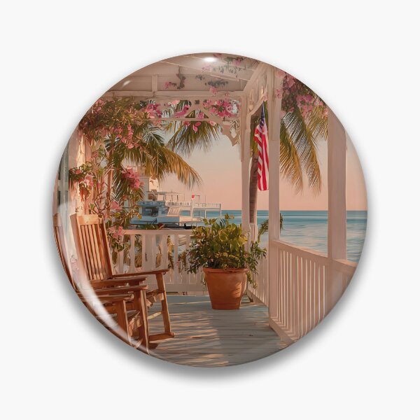 Item preview, Key West Sunset Porch with Ocean View, Tropical Coastal Scene, Warm Beach House Atmosphere designed and sold by daila70.