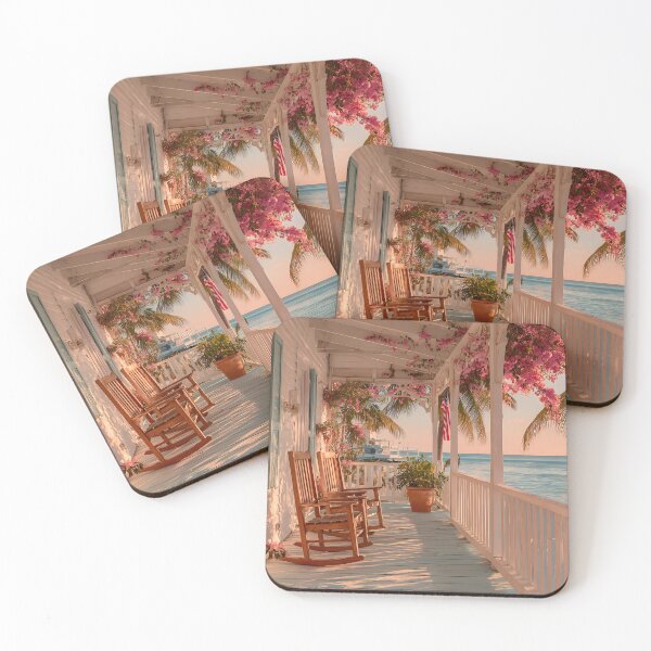 Item preview, Key West Sunset Porch with Ocean View, Tropical Coastal Scene, Warm Beach House Atmosphere designed and sold by daila70.