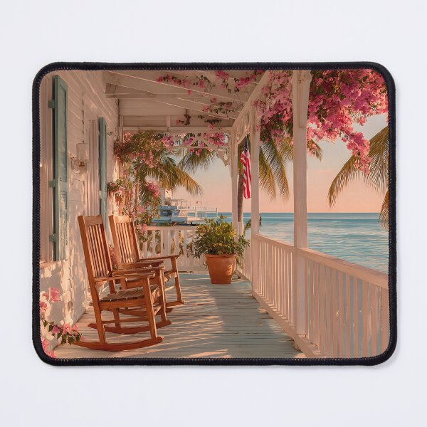 Item preview, Key West Sunset Porch with Ocean View, Tropical Coastal Scene, Warm Beach House Atmosphere designed and sold by daila70.