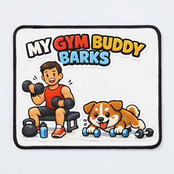 Item preview, My Gym Buddy Barks Dog Workout Shirt | Funny Fitness Pet Lover Design designed and sold by Bettybee00.