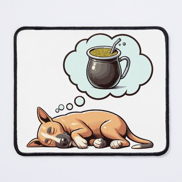 Item preview, Sleeping Dog Dreaming of Yerba Mate Cozy Lifestyle Design designed and sold by CyfroweMysli.